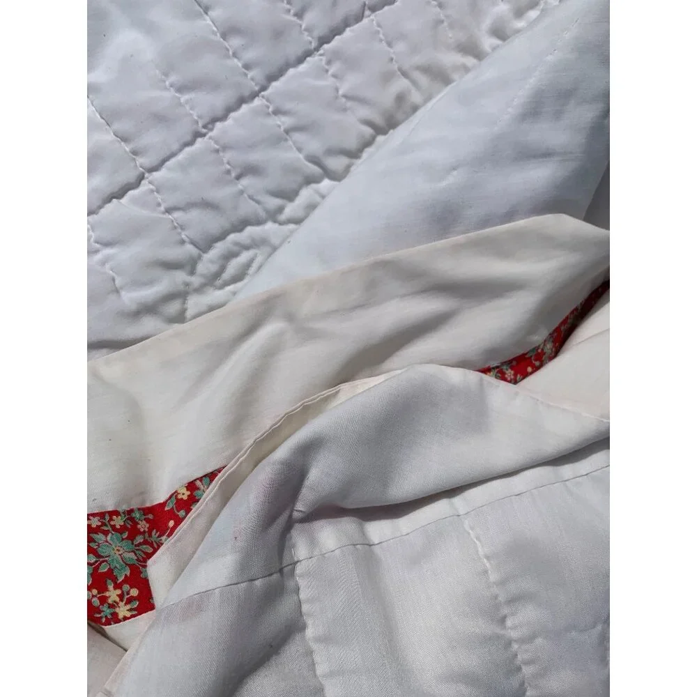 Vintage Lancaster Country Rose Applique` Hand Sewn Quilt 90X70